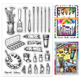 Craspire Paint, Brush, Palette Clear Silicone Stamp Seal for Card Making Decoration and DIY Scrapbooking