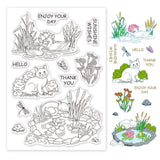 Craspire Pond Care, Ducks, Cats, Frogs, Dragonflies, Butterflies Clear Stamps Silicone Stamp Seal for Card Making Decoration and DIY Scrapbooking