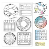 Craspire Date and Timetable, Time Pie Chart, Calendar Planner, 31 Day Calendar, 21 Day Challenge Clear Stamps Silicone Stamp Seal for Card Making Decoration and DIY Scrapbooking