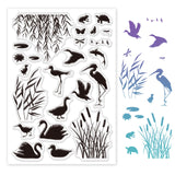 Craspire Wetlands, Egrets, Lotus, Frogs, Turtles, Wild Ducks, Swans, Dragonflies, Butterflies, Geese, Birds, Reeds, Willows, Cattails Clear Silicone Stamp Seal for Card Making Decoration and DIY Scrapbooking