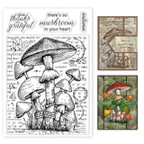Craspire Mushroom, Thank You, Background Clear Silicone Stamp Seal for Card Making Decoration and DIY Scrapbooking