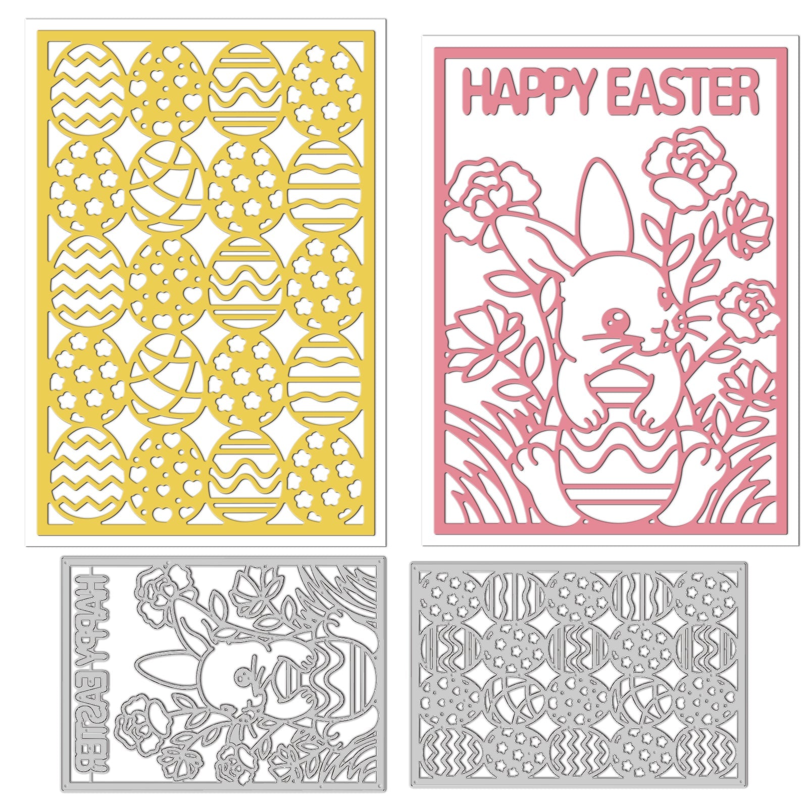 CRASPIRE Easter Background, Bunny, Eggs Carbon Steel Cutting Dies Stencils, for DIY Scrapbooking/Photo Album, Decorative Embossing DIY Paper Card