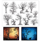 CRASPIRE Halloween, Trees, Nature Wood, Branches, Forest Clear Silicone Stamp Seal for Card Making Decoration and DIY Scrapbooking