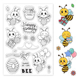 Craspire Bees, Honey, Happy Birthday, Insects, Flowers Clear Stamps Silicone Stamp Seal for Card Making Decoration and DIY Scrapbooking