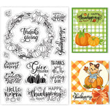 Craspire Autumn Thanksgiving Wreath Pumpkin Leaf Thank You Clear Silicone Stamp Seal for Card Making Decoration and DIY Scrapbooking