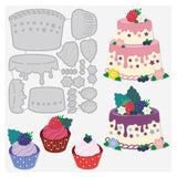 CRASPIRE Berry Cake, Birthday Cake, Cup Cake Carbon Steel Cutting Dies Stencils, for DIY Scrapbooking/Photo Album, Decorative Embossing DIY Paper Card