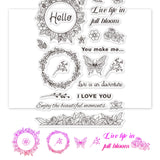 Craspire Clear Stamps Silicone Stamp Seal for Card Making Decoration and DIY Scrapbooking, Wreath, Butterflies, Roses, Leaves
