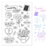 Craspire Rose, Magnolia, Lily, Jasmine, Narcissus, Butterfly, Tongs, Leaves, Jug Clear Stamps Silicone Stamp Seal for Card Making Decoration and DIY Scrapbooking