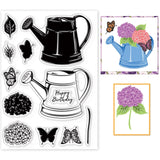 Craspire Kettle, Butterfly, Hydrangea Clear Stamps Silicone Stamp Seal for Card Making Decoration and DIY Scrapbooking