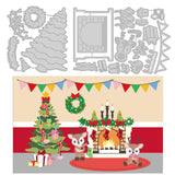 CRASPIRE Christmas Fireplace Reindeer Carbon Steel Cutting Dies Stencils, for DIY Scrapbooking/Photo Album, Decorative Embossing DIY Paper Card