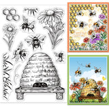 Craspire Vintage Hive, Bees, Wildflowers, Grass Clear Silicone Stamp Seal for Card Making Decoration and DIY Scrapbooking