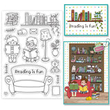 Craspire Reading, Bookcase, Bookshelf Clear Silicone Stamp Seal for Card Making Decoration and DIY Scrapbooking