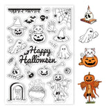 Craspire Halloween Ghost Bat Spider Web Pumpkin Cat Scarecrow Skull Clear Silicone Stamp Seal for Card Making Decoration and DIY Scrapbooking