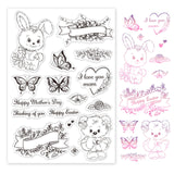 Craspire Bear, Rabbit, Butterfly, Flower, Mother's Day, Easter Clear Silicone Stamp Seal for Card Making Decoration and DIY Scrapbooking