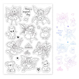 Craspire Flower Fairy, Kitten, Lamb, Koala, Magic Book, Pumpkin Cart, Magic Wand, Diamond Clear Stamps Silicone Stamp Seal for Card Making Decoration and DIY Scrapbooking