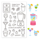 Craspire Ice Maker, Cup, Lemon Slices, Grapes, Bananas, Pears, Watermelon, Lemons, Strawberries, Straws, Mangoes, Oranges, Ice Cubes, Juicer Clear Stamps Silicone Stamp Seal for Card Making Decoration and DIY Scrapbooking