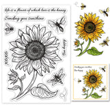 Craspire Bumblebee Background, Sketch Flowers, Sunflowers Clear Silicone Stamp Seal for Card Making Decoration and DIY Scrapbooking