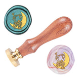 Cat and Moon Wood Handle Wax Seal Stamp