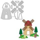 CRASPIRE Windmill, House, Trees, Flowers, Tulips, Grass, Mushrooms Carbon Steel Cutting Dies Stencils, for DIY Scrapbooking/Photo Album, Decorative Embossing DIY Paper Card