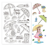 Craspire Rainy Season, Umbrellas, Rain Boots, Flowers, Rainbows, Blessings Clear Stamps Silicone Stamp Seal for Card Making Decoration and DIY Scrapbooking