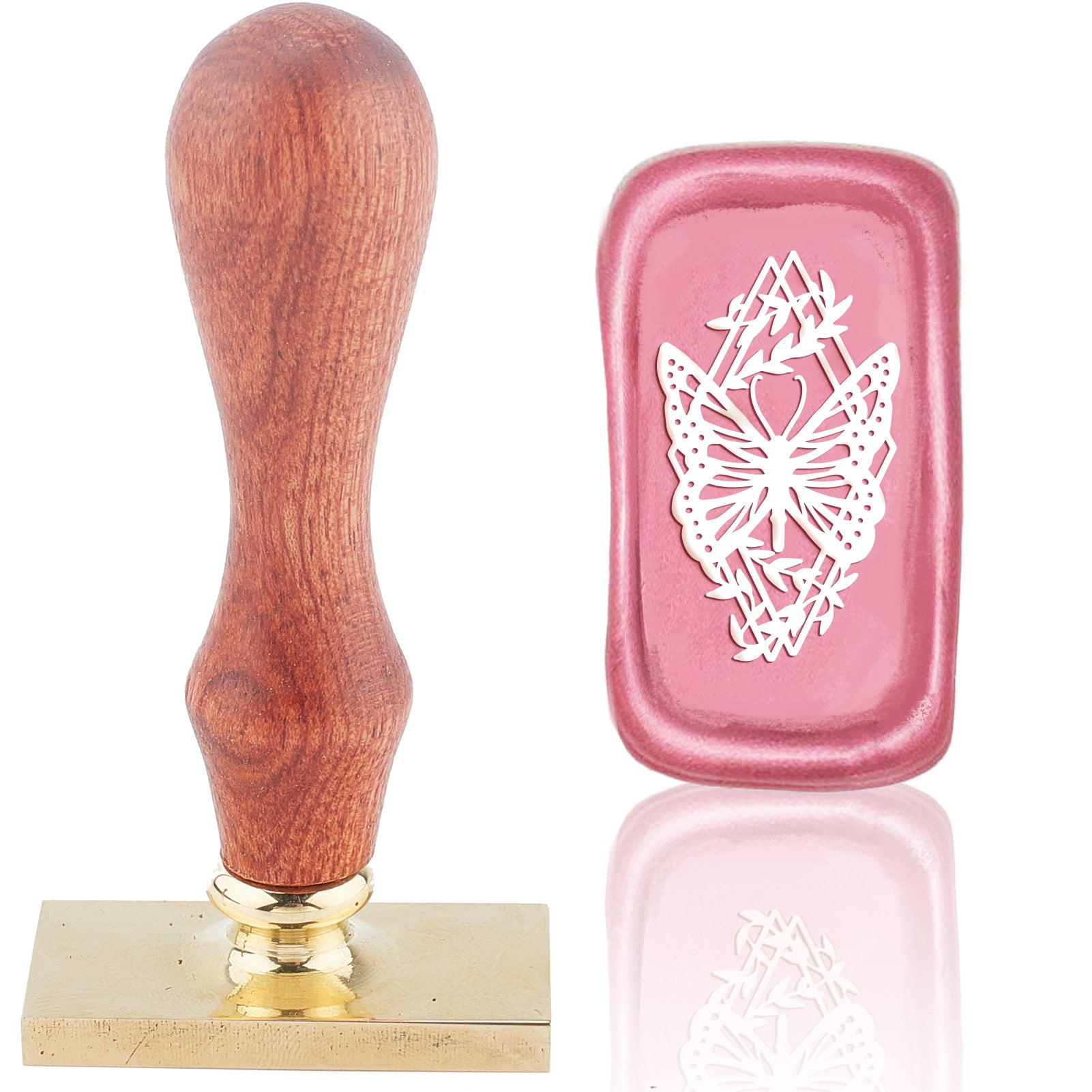 Butterfly Wood Handle Rectangle Wax Seal Stamp