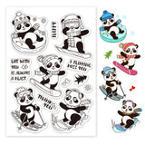 Craspire Panda Ski Stamp Clear Silicone Stamp Seal for Card Making Decoration and DIY Scrapbooking