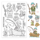 Craspire Fishing Dad Stamp Clear Silicone Stamp Seal for Card Making Decoration and DIY Scrapbooking