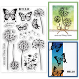 Craspire Butterfly Dandelion Flower Clear Stamps Seal for Card Making Decoration and DIY Scrapbooking