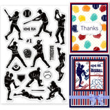 Craspire Baseball, Baseball Player Clear Stamps Silicone Stamp Seal for Card Making Decoration and DIY Scrapbooking