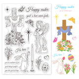 Craspire Easter, Angel, Prayer, Bunny, Easter Egg, Cross, Tulips, Daffodils, Daisies, Roses, Leaves, Bushes, Hexagram, Candles, Text, Butterflies Clear Silicone Stamp Seal for Card Making Decoration and DIY Scrapbooking