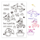 Craspire Stamps Silicone Stamp Seal for Card Making Decoration and DIY Scrapbooking, Includes Cat, Phrase
