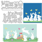 CRASPIRE Rabbit Silhouette, Bushes, Basket, Eggs Carbon Steel Cutting Dies Stencils, for DIY Scrapbooking/Photo Album, Decorative Embossing DIY Paper Card