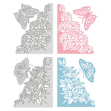 CRASPIRE Corner Carbon Steel Cutting Dies Stencils, for DIY Scrapbooking/Photo Album, Decorative Embossing DIY Paper Card, Butterfly, Rose, Lily