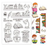 Craspire Bookshelf, Reading, Children Clear Stamps Silicone Stamp Seal for Card Making Decoration and DIY Scrapbooking