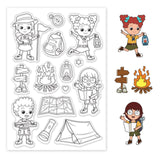 Craspire Adventure People Camp Cute Backpack Signpost Fire Map Tent Clear Stamps Silicone Stamp Seal for Card Making Decoration and DIY Scrapbooking