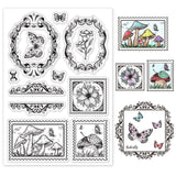 Craspire Mushrooms, Butterflies, Vintage Frame Clear Silicone Stamp Seal for Card Making Decoration and DIY Scrapbooking