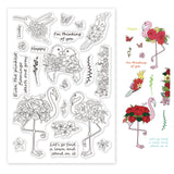 Craspire Flamingos, Parrots, Hummingbirds, Mushrooms, Gardenias, Plumeria, Butterflies, Narcissus, Leaves, Lace Clear Stamps Silicone Stamp Seal for Card Making Decoration and DIY Scrapbooking