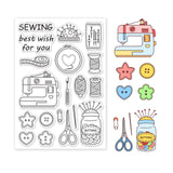 Craspire Sewing Machine, Buttons, Scissors Stamps Silicone Stamp Seal for Card Making Decoration and DIY Scrapbooking