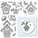 Craspire Custom PVC Plastic Clear Stamps, for DIY Scrapbooking, Photo Album Decorative, Cards Making, Bird & Birdcage Pattern, 160x110x3mm