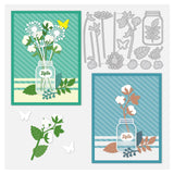 CRASPIRE Flower, Cotton, Dandelion, Butterfly, Glass Jar, Leaves Carbon Steel Cutting Dies Stencils, for DIY Scrapbooking/Photo Album, Decorative Embossing DIY Paper Card