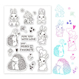 Craspire Hedgehog, Rabbit, Cute Animals, Mushrooms, Carrots, Love, Flowers Clear Silicone Stamp Seal for Card Making Decoration and DIY Scrapbooking