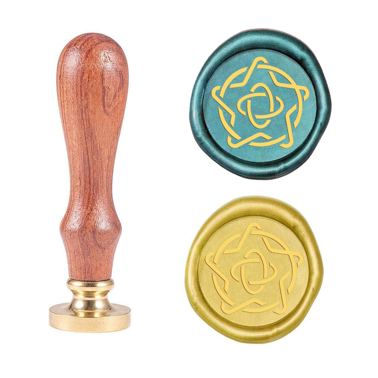 Geometric Five-pointed Star Knot Wood Handle Wax Seal Stamp