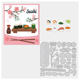 CRASPIRE Sushi, Sakura, Table, Sauce, Wasabi, Chopsticks, Oriental Carbon Steel Cutting Dies Stencils, for DIY Scrapbooking/Photo Album, Decorative Embossing DIY Paper Card