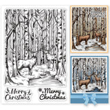 Craspire Birch Forest, Forest Background, Deer in the Forest Clear Silicone Stamp Seal for Card Making Decoration and DIY Scrapbooking