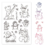 Craspire Animal, Spring, Flower, Hedgehog, Sheep, Rabbit, Bear, Squirrel, Bird Clear Silicone Stamp Seal for Card Making Decoration and DIY Scrapbooking