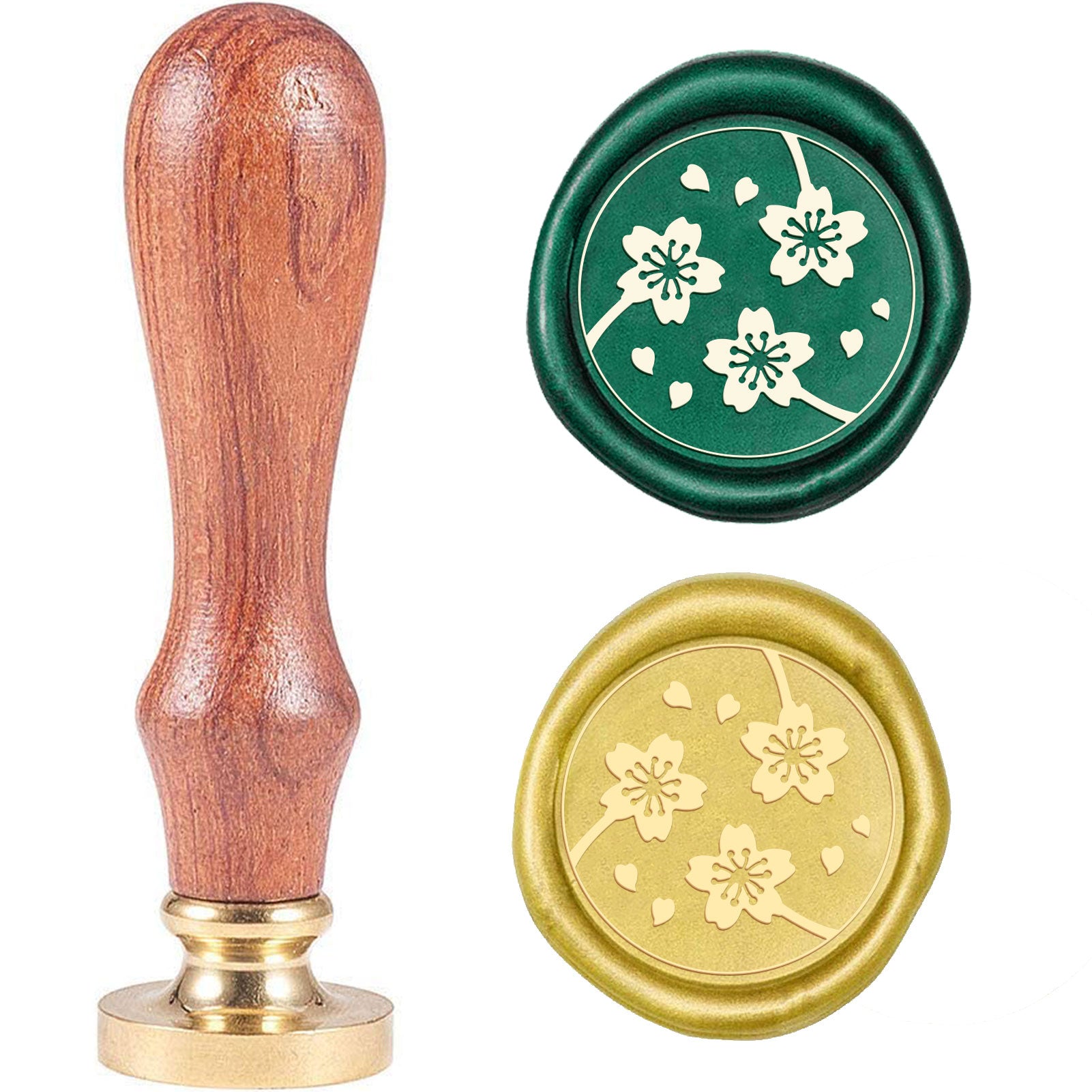 Three Cherry Blossoms Wood Handle Wax Seal Stamp