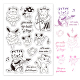 Craspire Music, Dance, Cello, Bear, Rabbit, Rat, Tiger, Kitten, Bird Clear Silicone Stamp Seal for Card Making Decoration and DIY Scrapbooking