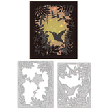 CRASPIRE 2 Pieces Hummingbird, Flowers, Tropical Leaves Carbon Steel Cutting Dies Stencils, for DIY Scrapbooking/Photo Album, Decorative Embossing DIY Paper Card