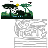 CRASPIRE Africa, Scene, Elephants, Giraffes, Trees, Hippos, Zebras, Birds Carbon Steel Cutting Dies Stencils, for DIY Scrapbooking/Photo Album, Decorative Embossing DIY Paper Card