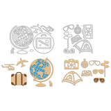 CRASPIRE Travel, Globe, Suitcase, Airplane, Tent, Sunglasses, Street Signs, Map, Camera, Compass Carbon Steel Cutting Dies Stencils, for DIY Scrapbooking/Photo Album, Decorative Embossing DIY Paper Card